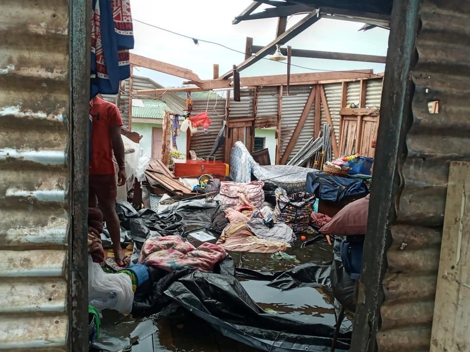 Interior view of a destroyed house in the aftermath of Cyclone Yasa in Nasavu, Bua Province, Fiji on 18 December 2020.