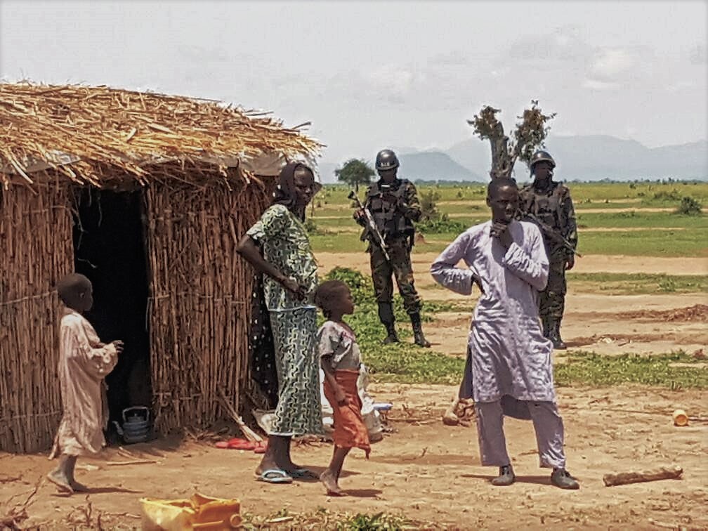 Soldiers deployed in a village in Cameroon's Far North Region