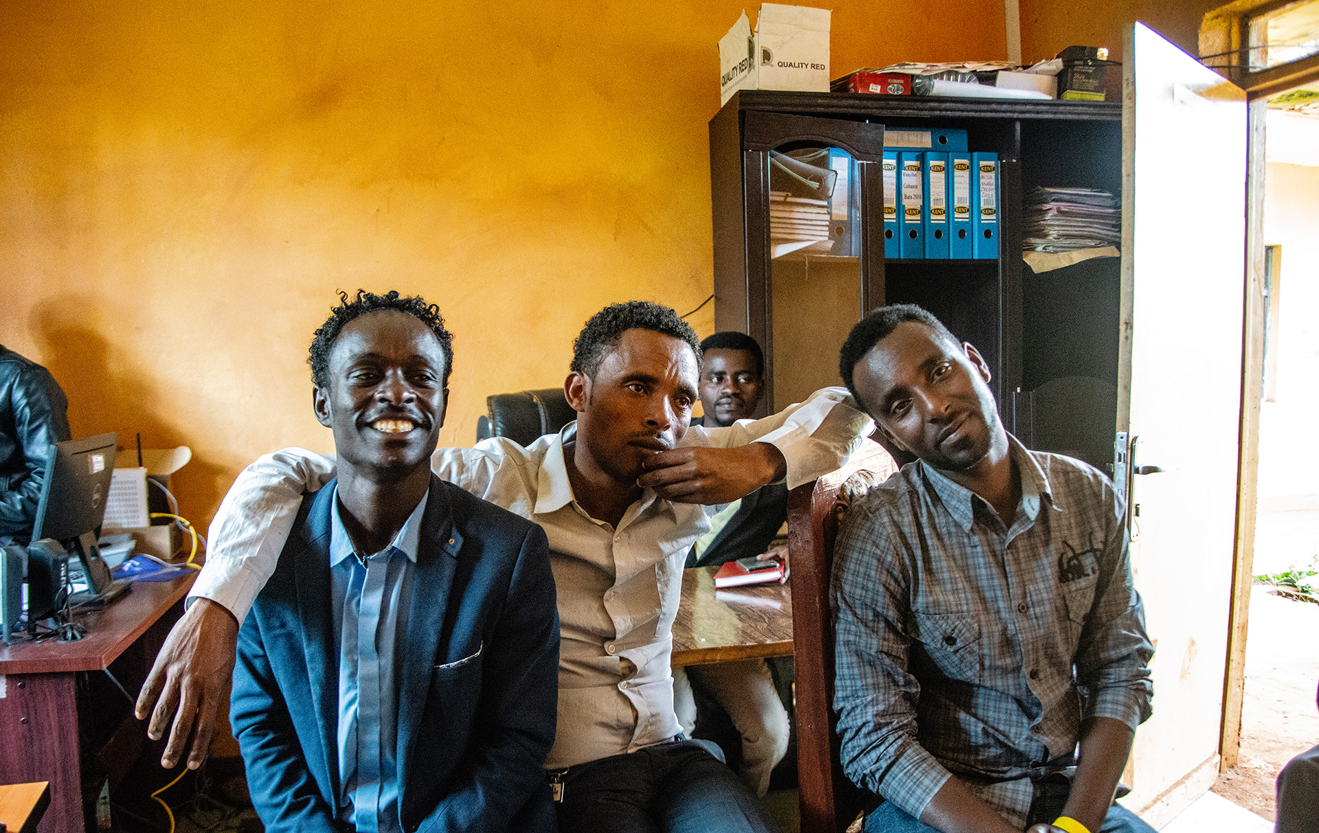 Gelgelo Genee, Teremaj Belachew, Ibsa Ware, left to right, are