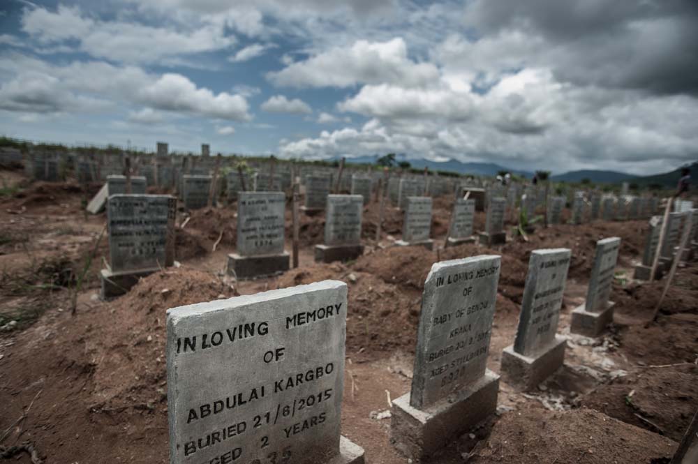 Grave markers of the many ebola victims in Sierra Leone since 2014