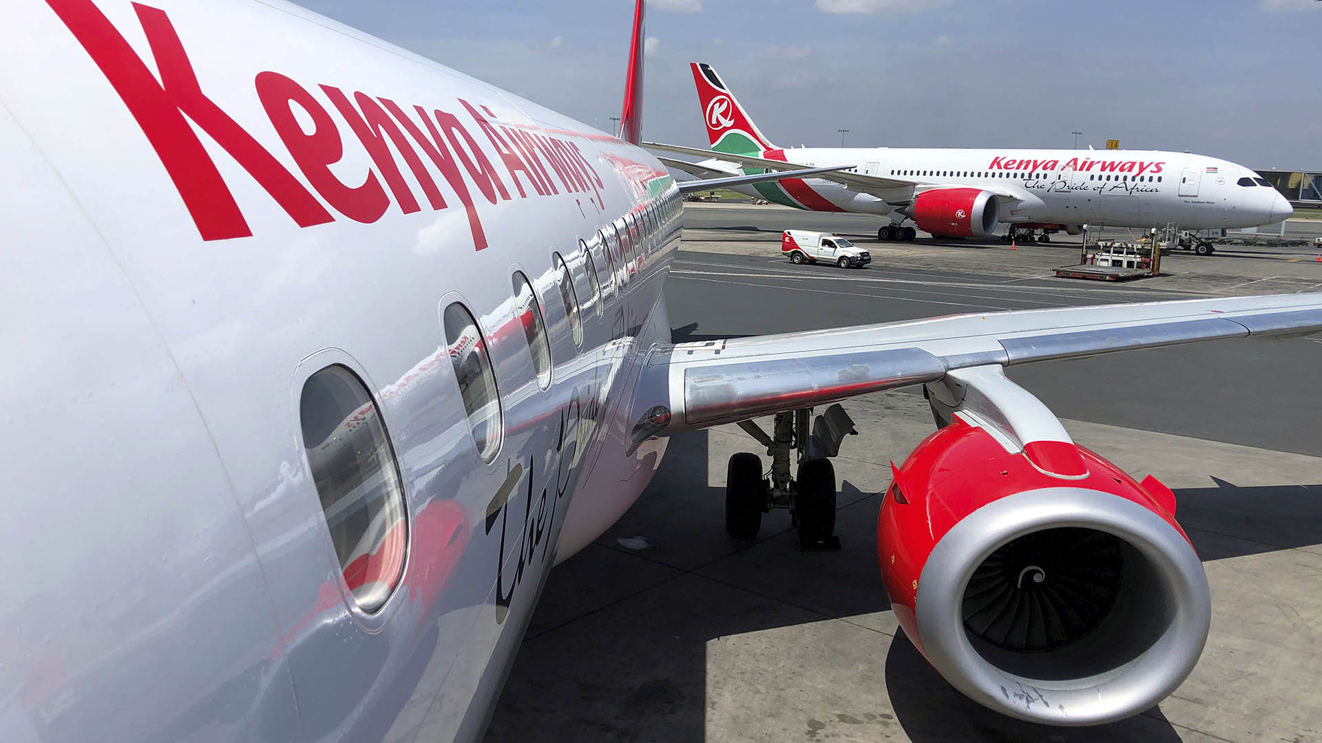 Kenya Airways planes parked at the Jomo Kenyatta International Airport near Nairobi, Kenya.