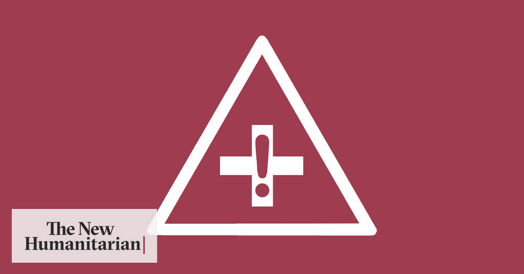 Graphic of hazard symbol with inlaid first aid symbol