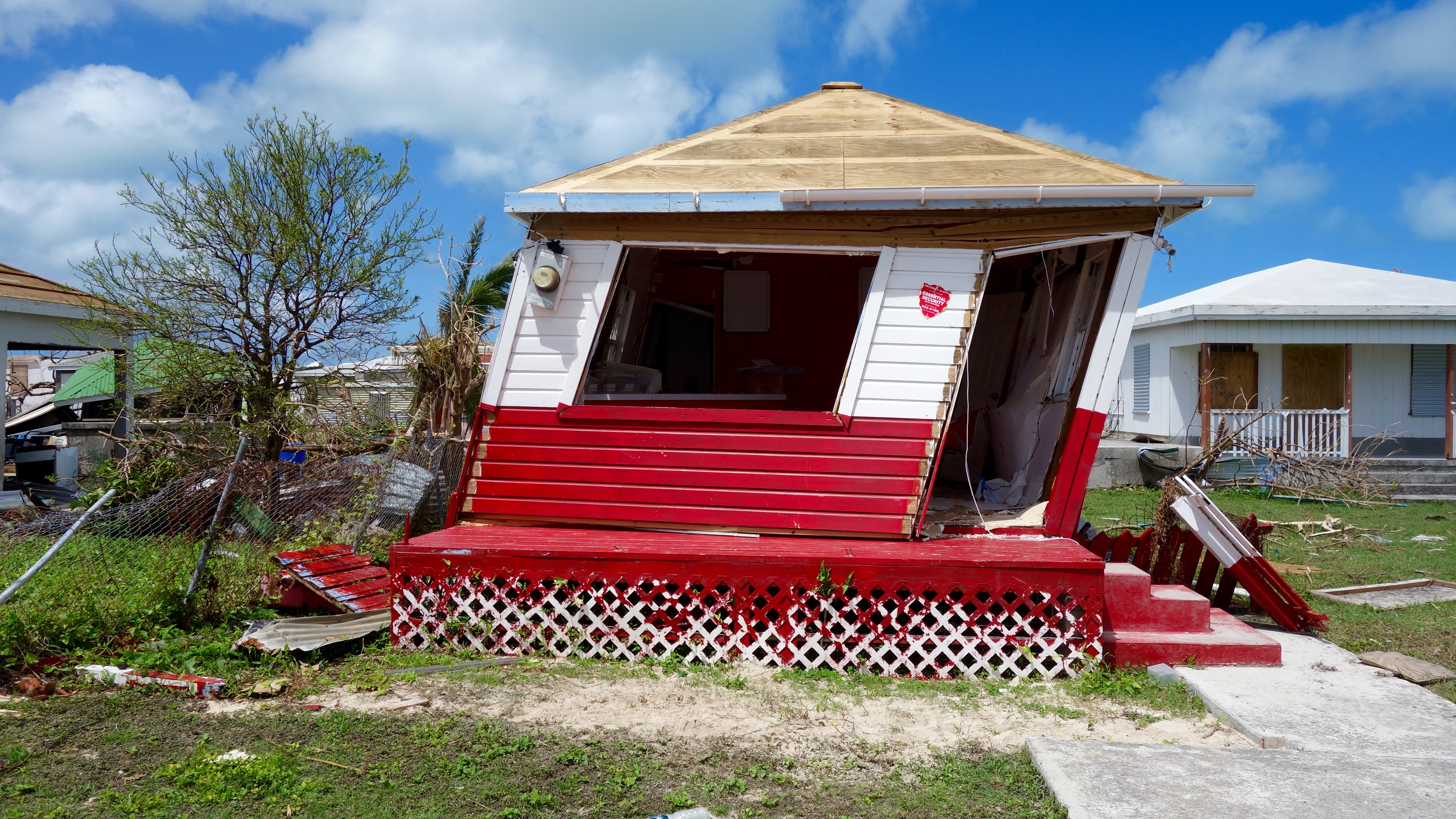 A damaged house on the island of Barbuda after Hurricane Irma in 2017.