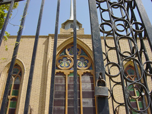 [Iraq] Gates locked outside a Christian church in Basra.