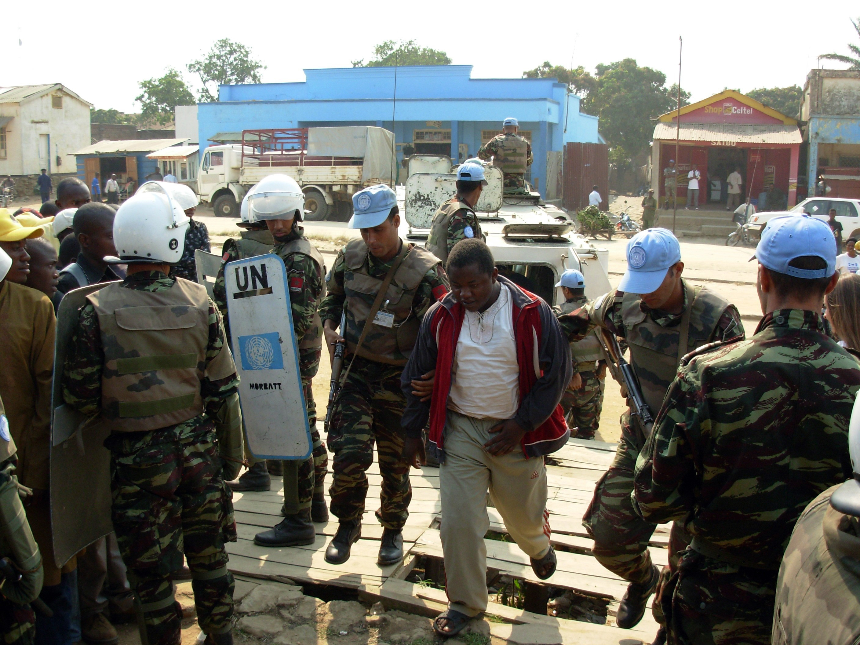 Eric Ndjango being led to a military tribunal in Bunia, Ituri District, Orientale Province, northeastern Democratic Republic of Congo, 19 February 2007. He was one of four militiamen sentenced later that day to life imprisonment for killing two United Nat