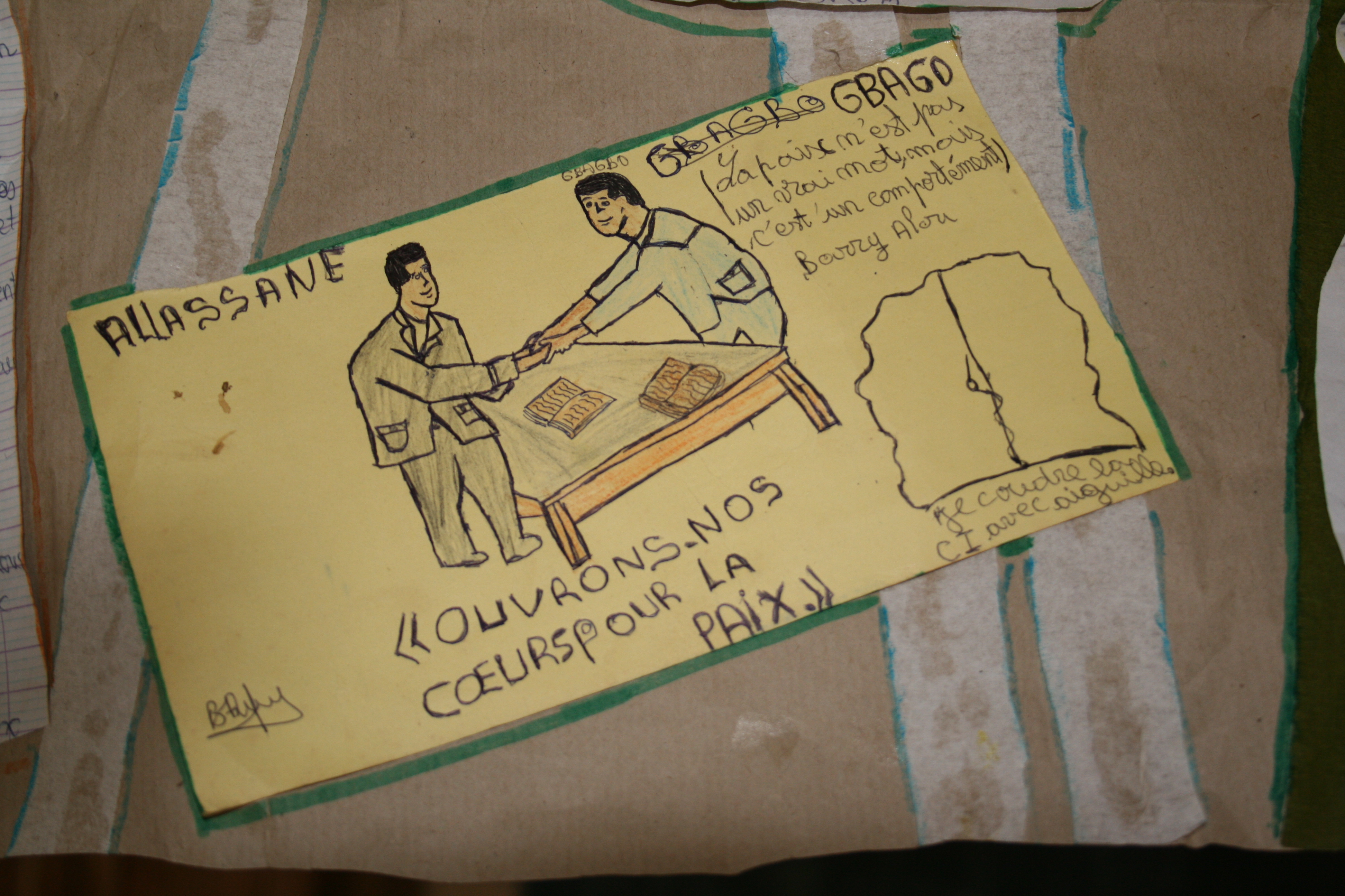 A child's artwork at the Centre Pietro Bonilli in Odienne, northwestern Cote d'Ivoire, June 2007.