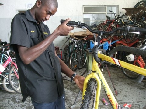 Victor Nakalenga, 21, is a member of Team BEN Namibia, a
semi-professional cycling team that aims to educate Namibians about HIV/AIDS. He wants to share with other young people how cycling teaches discipline and how to live a healthy lifestyle.