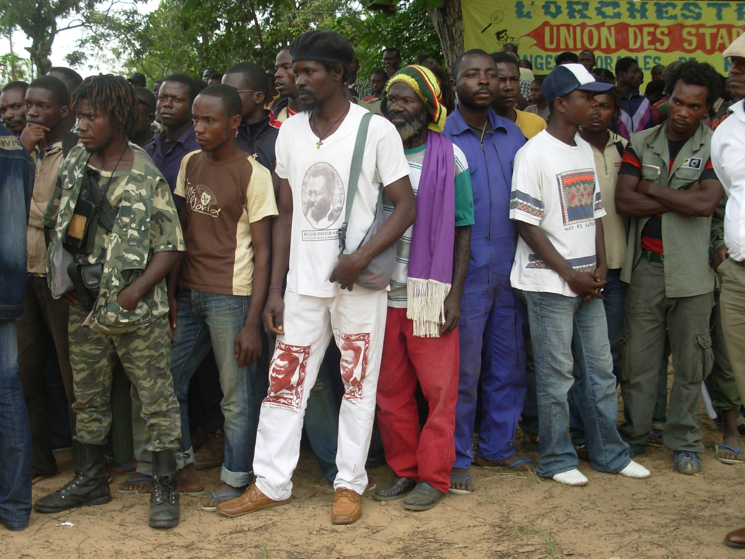 Former Ninja fighters at the launch of a national demobilisation programme in the town of Kinkala.