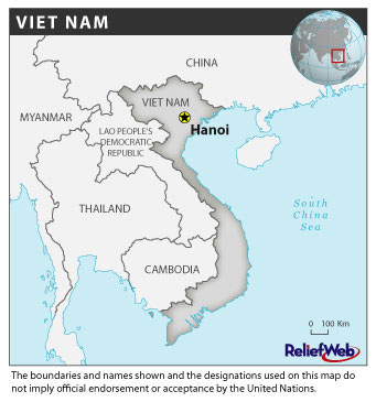 A map of Vietnam and surrounding countries.