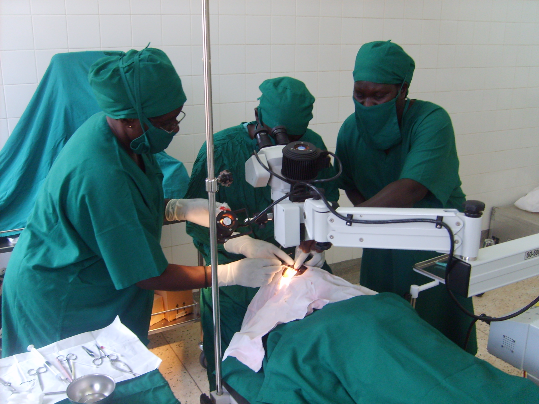 Surgeons conduct an eye operation at the Gulu district hospital in northern Uganda.