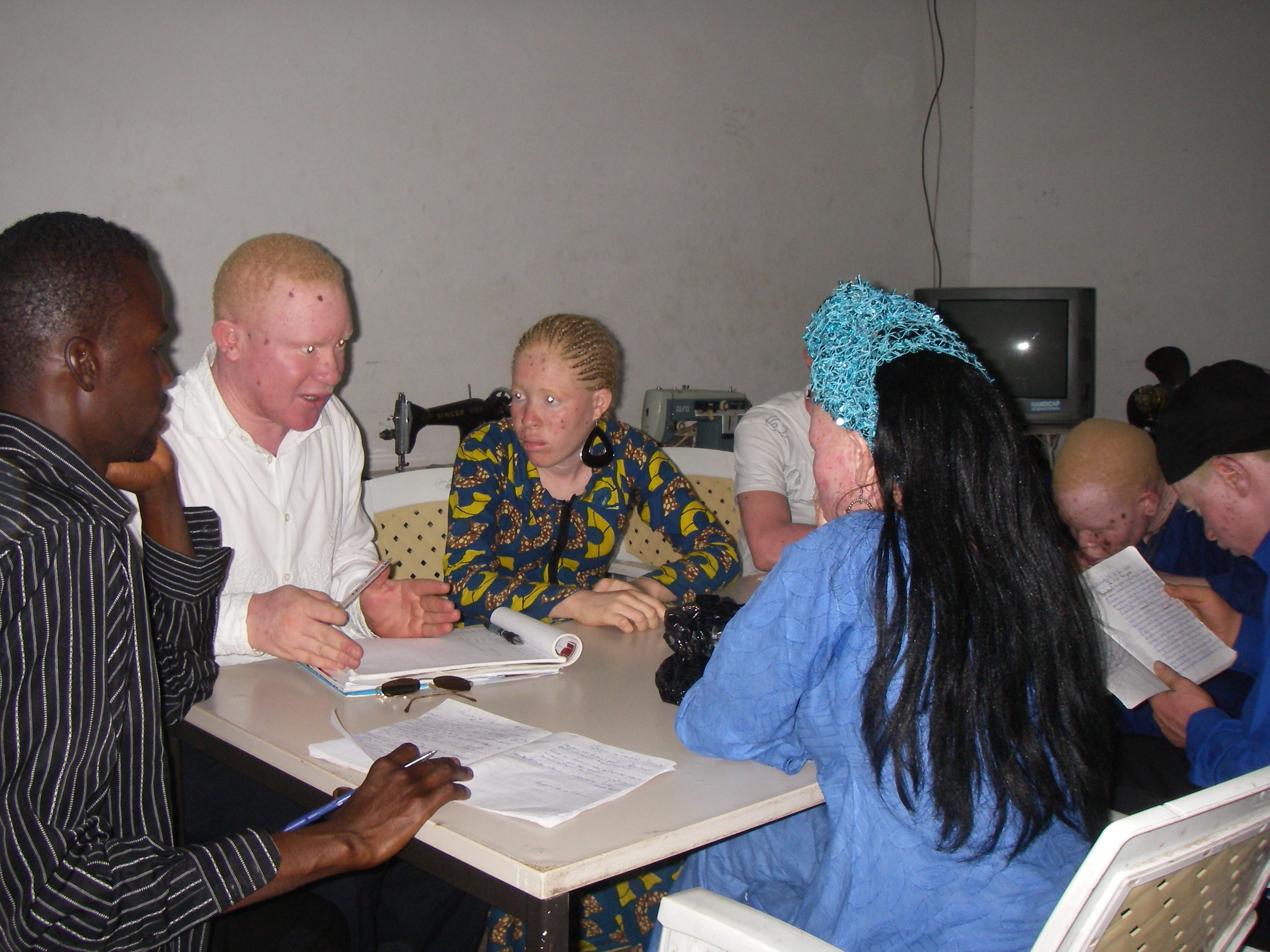 People at a meeting of an albinos association in the Senegalese capital, Dakar