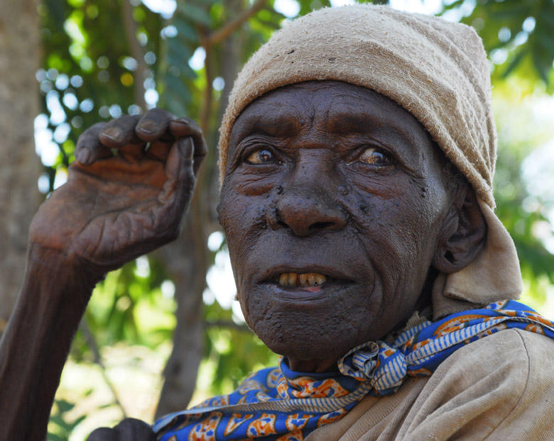 Mary Mwelu, 90, had not had a meal in two days when this picture was taken on 20 January 2009 due to a food crisis that has gripped the country