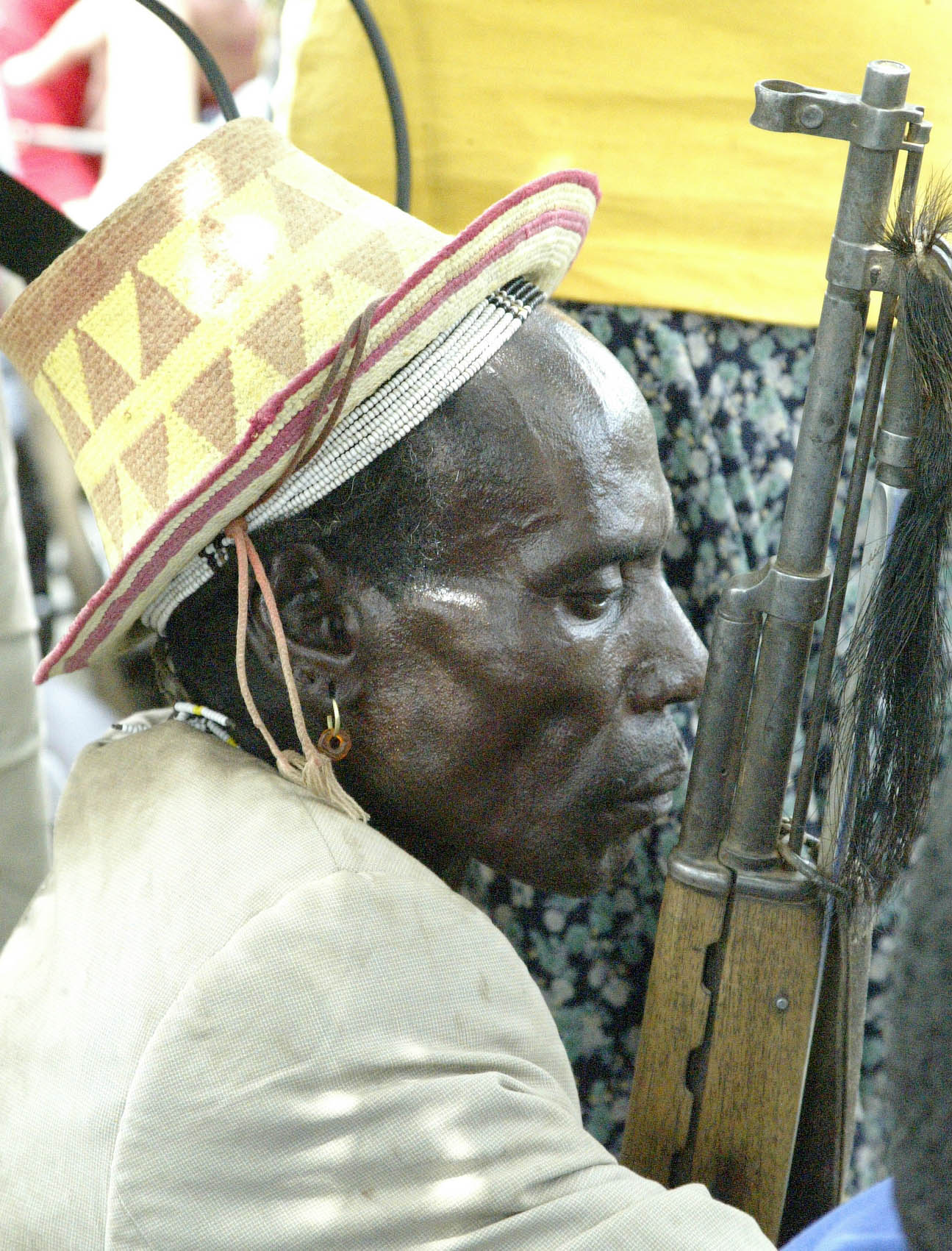 Members of the Hamer community carrying guns at a peace meeting in Turmi on 8 May