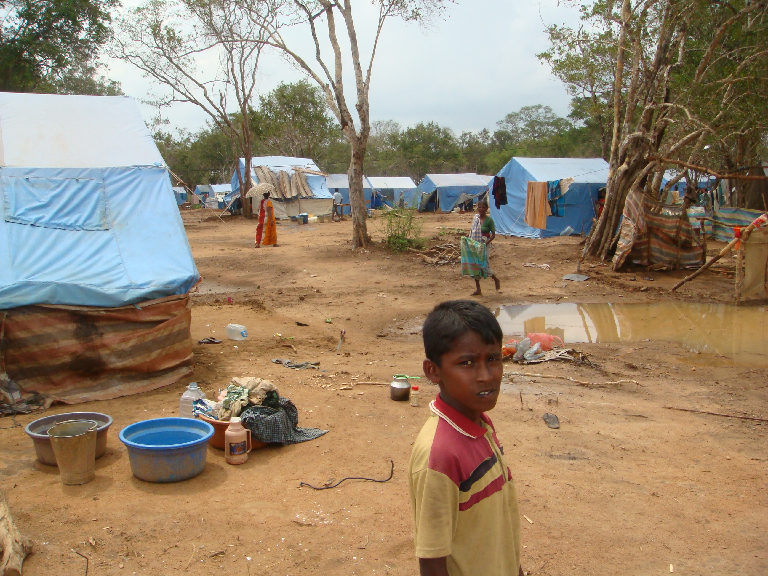 A scene at the Menik Farm camp outside Vavuniya following heavy rains on 16 August, 2009