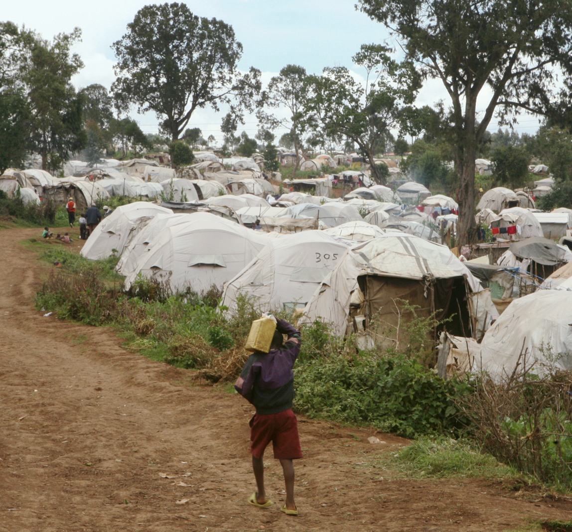 Starting afresh… Houses could soon replace these tents after hundreds of those displaced in Kenya’s election-related violence two years ago clubbed together to buy this land, with the aim of building a new village from scratch.