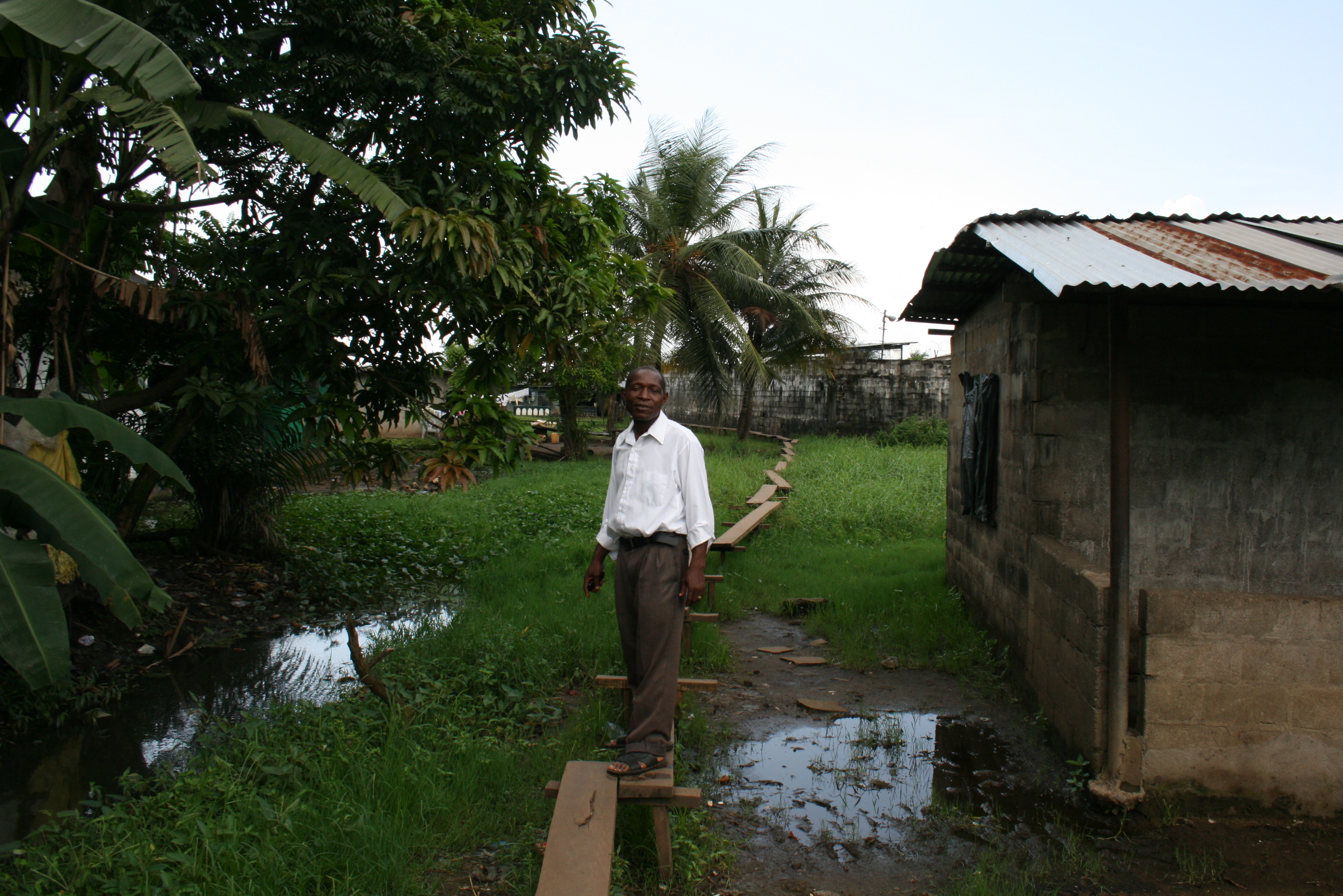 Bessman Toe, head of the urban slum-dwellers association in Monrovia in Clara Town, which is built on a swamp and is flooded for much of the rainy season