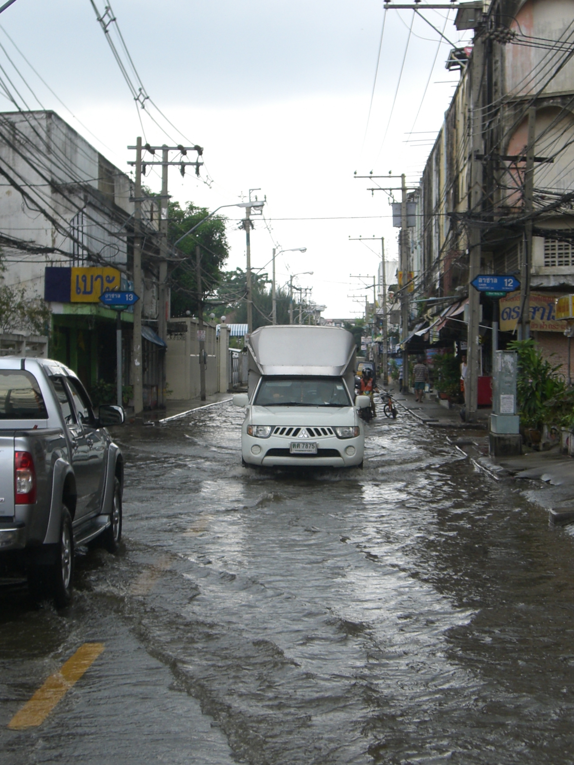 In some parts of Bangkok, streets, such as this one taken in October 2009, flood easily