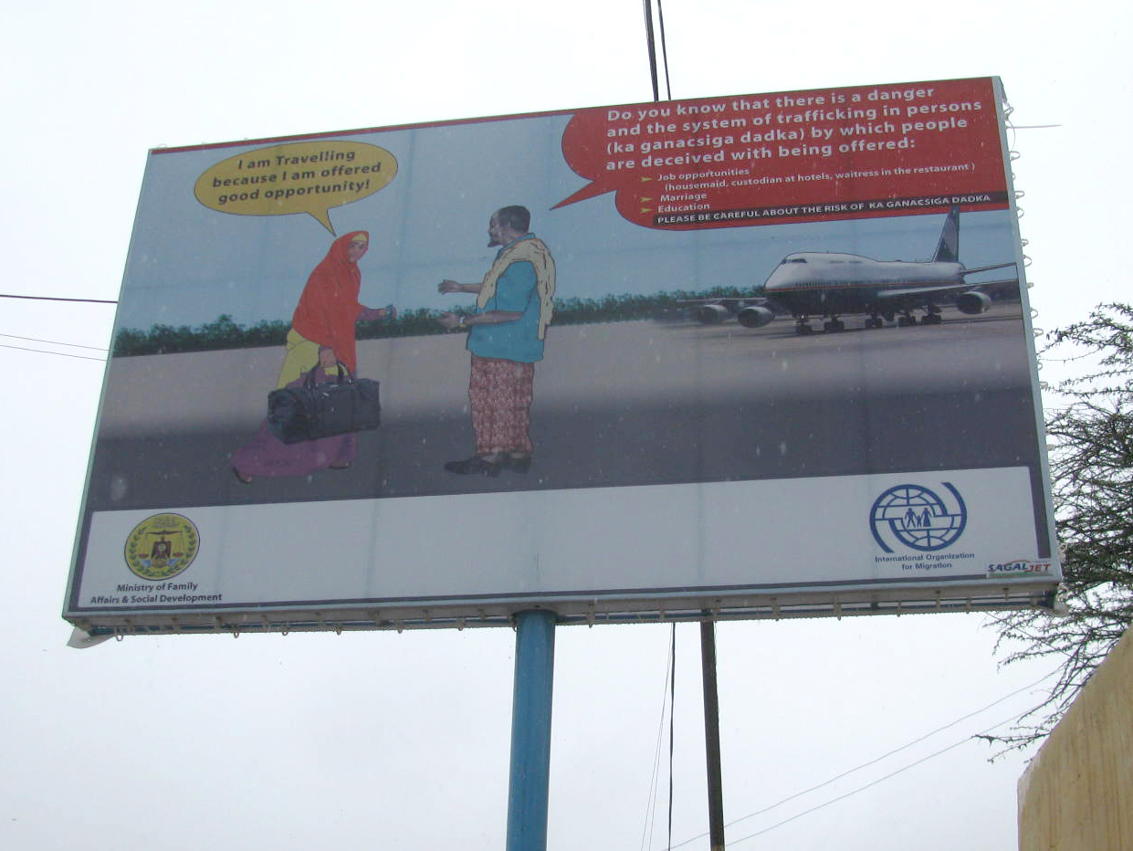 A human trafficking awareness billboard