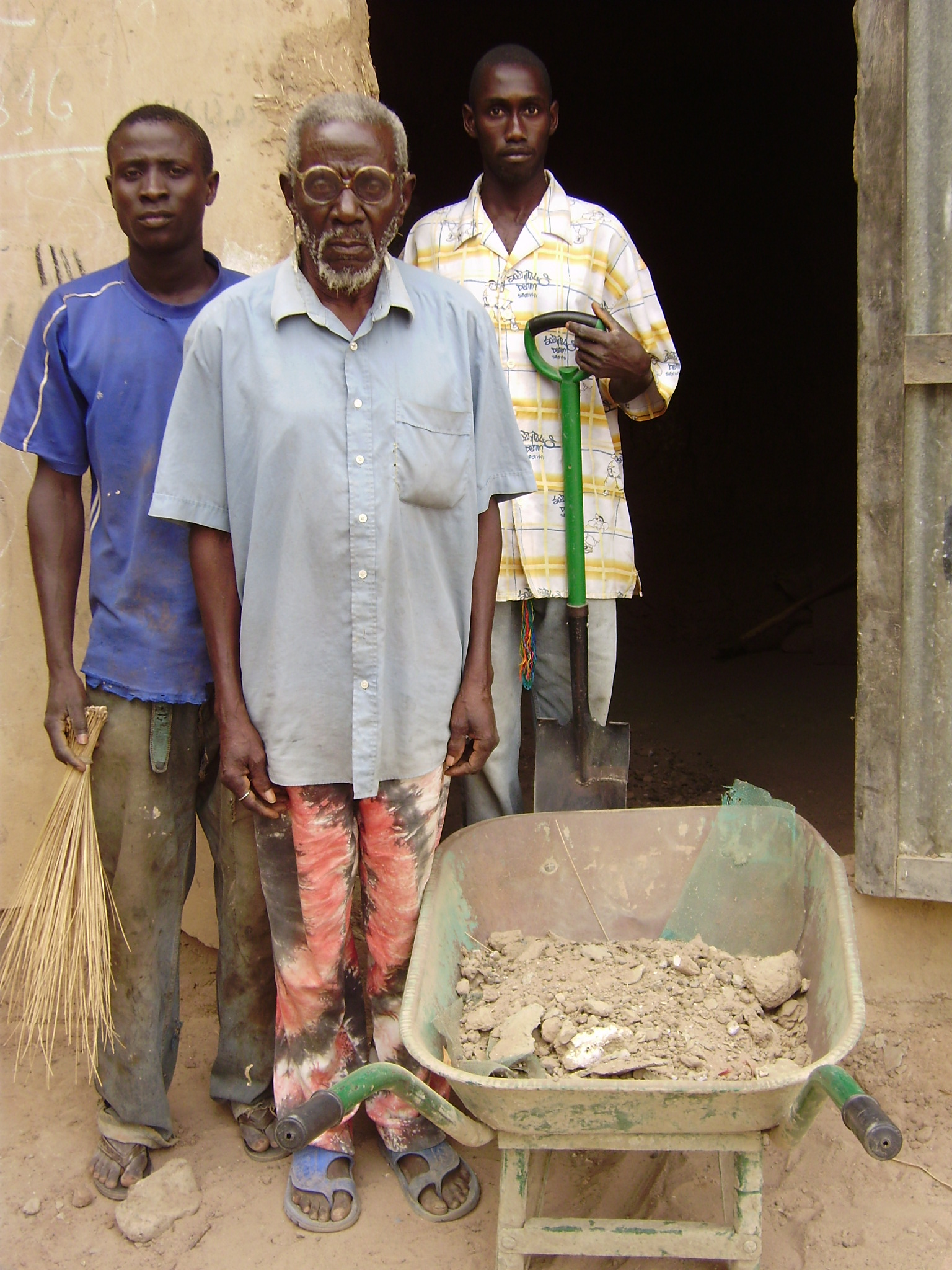 Standing to the far left, Jean Maxime Sanga fled his home village of Kenya Manjacque 3km to Ziguinchor during a military offensive to root out rebels mid-March 2010