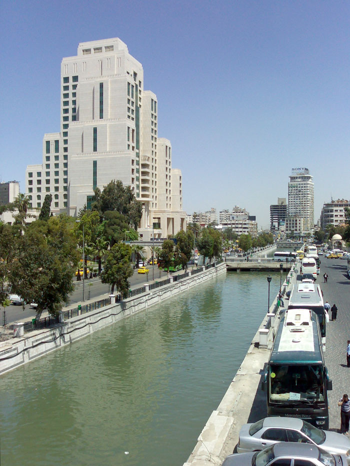 The Barada river, shown here in Damascus, is the only notable river flowing entirely within Syrian territory. The city's water supplies are under huge strain