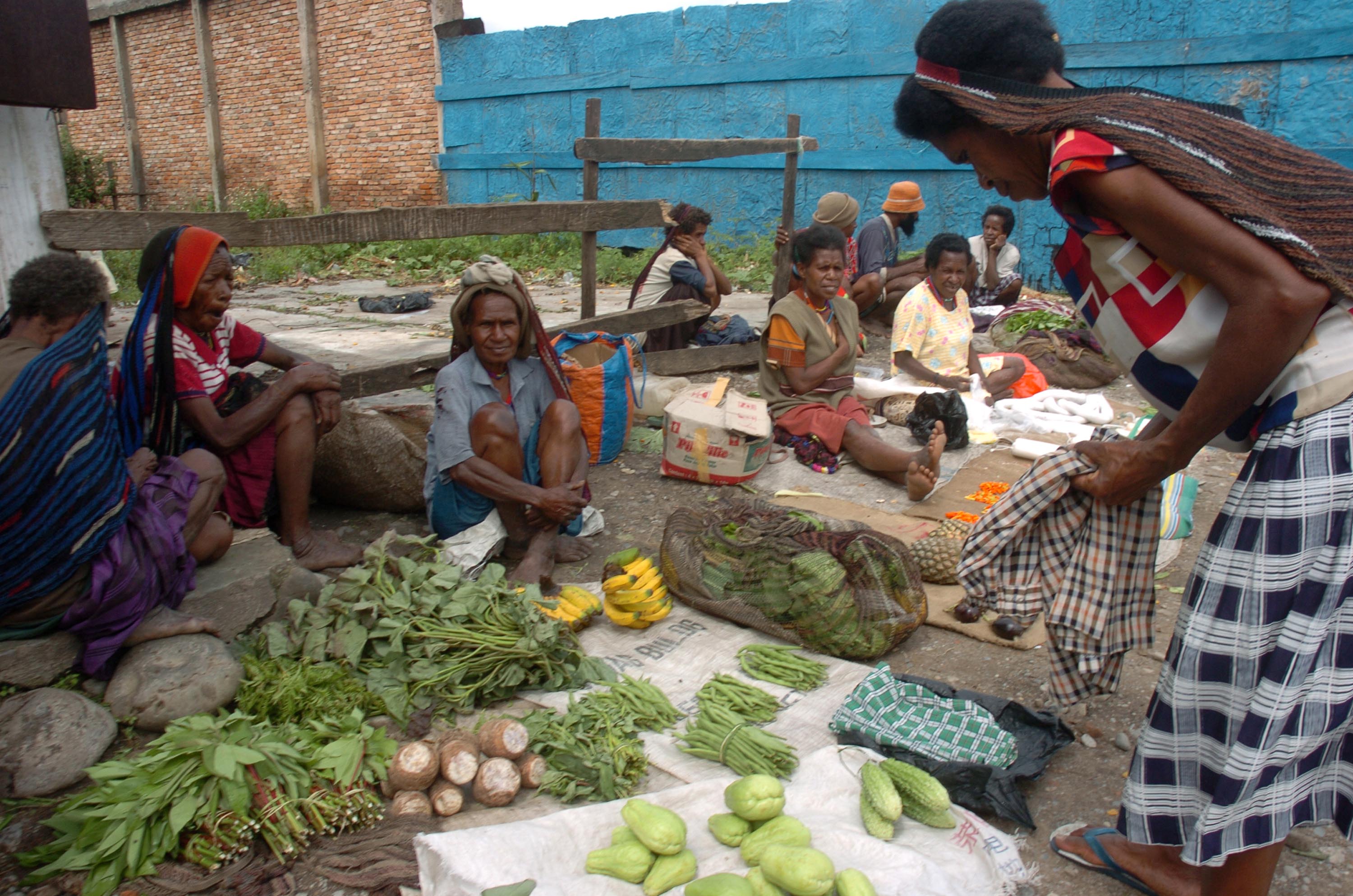 A traditional food market in Papua, one of Indonesia's poorest regions