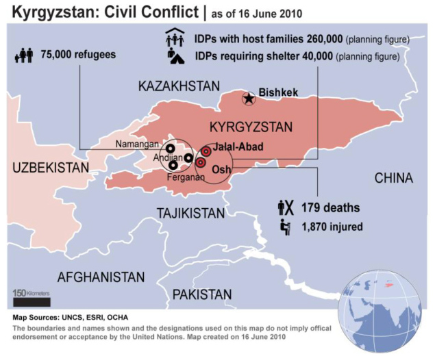 Refugees (in Uzbekistan) and internally displaced persons stemming from ethnic conflict in Kyrgyzstan as of 16 June (<a href=