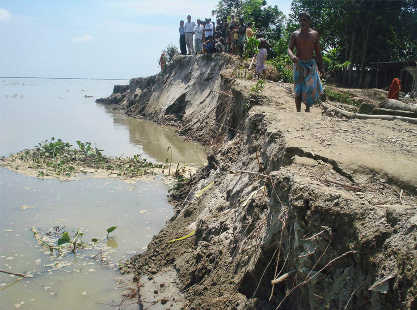 Land erosion in Kishoregonj District caused by monsoon flooding - July 2010