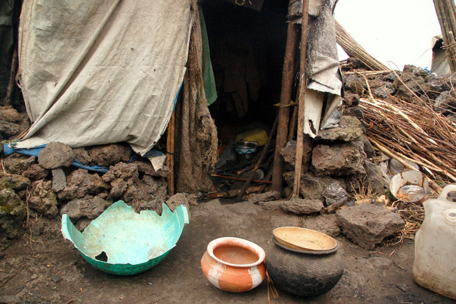The Bambuti are among the most marginalised and impoverished of DRC’s communities, as evidenced here by their meagre cooking utensils
