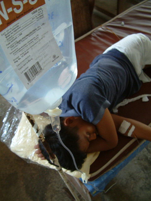 A Burmese malaria patient at a clinic in North Eastern Thailand