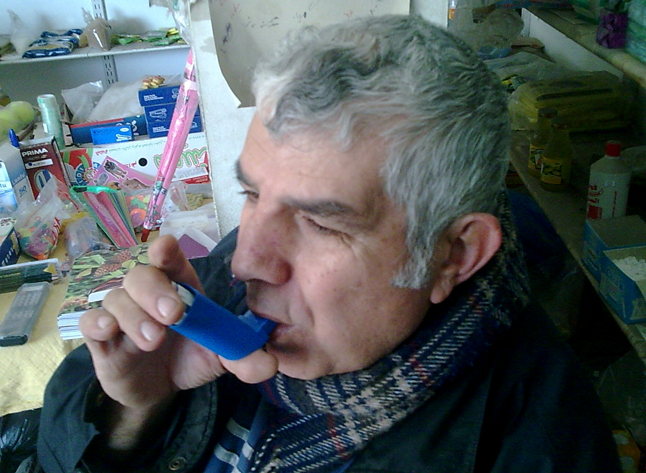 Asthma patient Saeed Ghaboun, 67-years old from Gaza City, says his ventoline inhaler has been unavailable at the health clinic for six months. He managed to find the drug after scavenging local private pharmacies, but at ten times the cost. Saeed, like