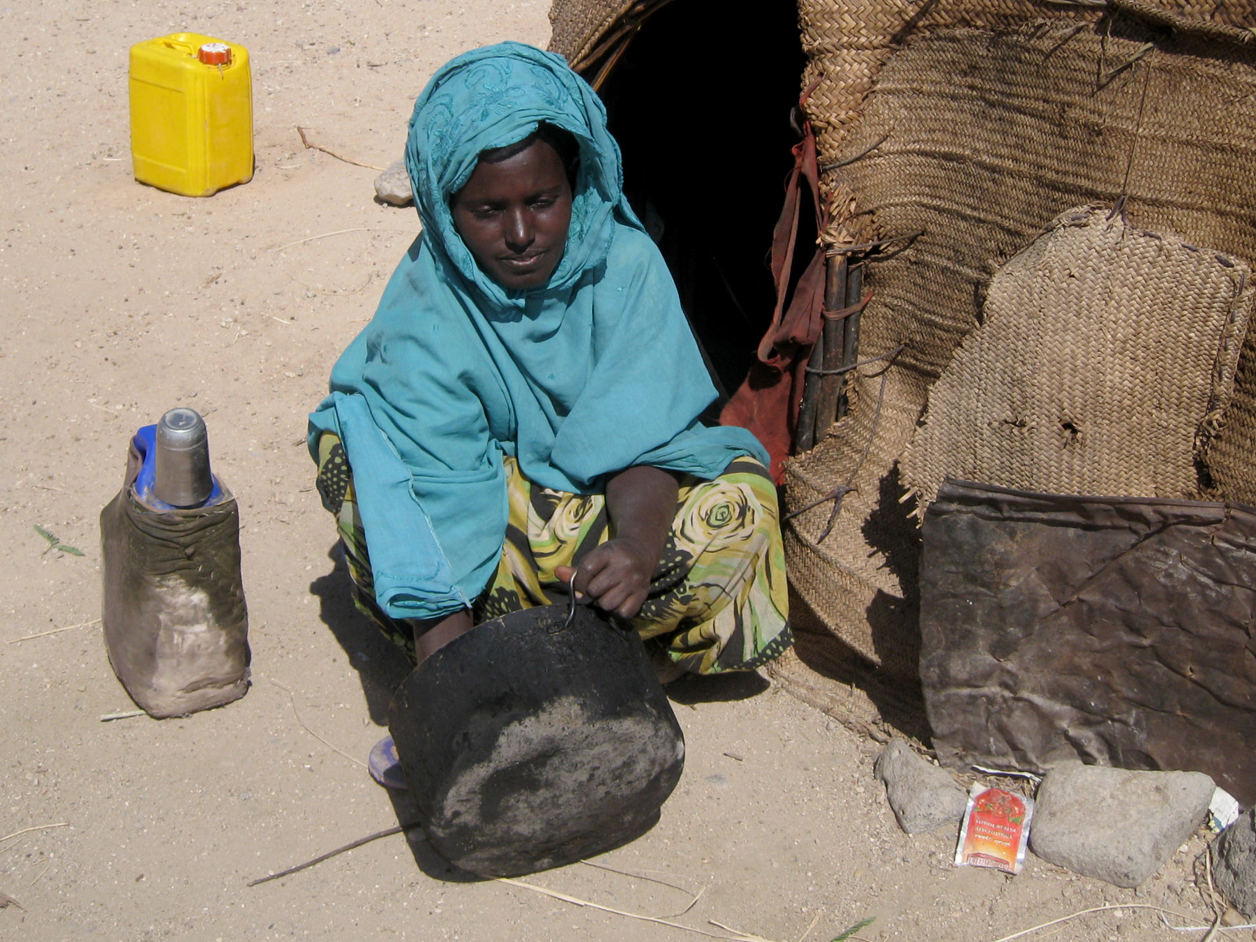 Adero Abdulla, a mother of four is one of thousands of pastoralists displaced by drought, after losing their livestock, in Djibouti