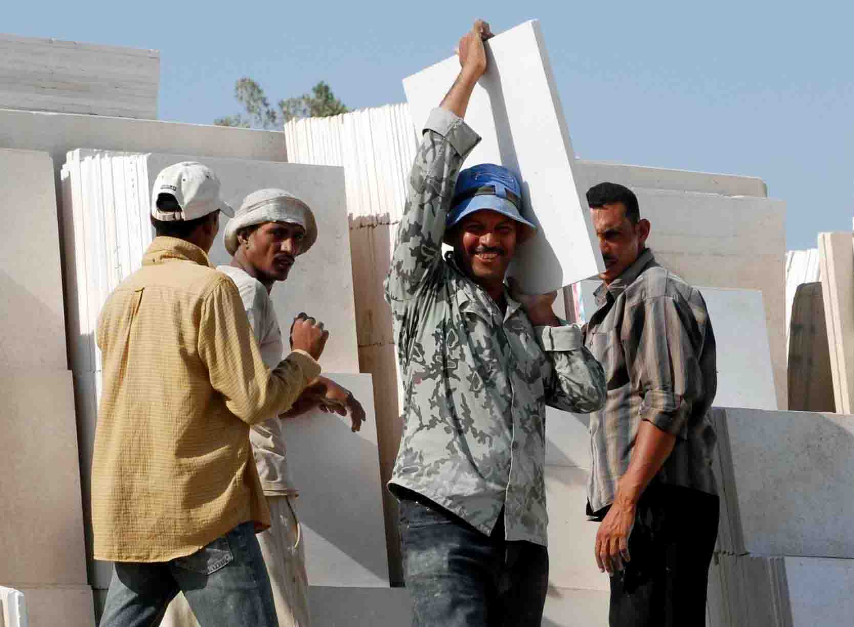 Construction workers in Egypt. Those returning from Libya are finding it difficult to get employed