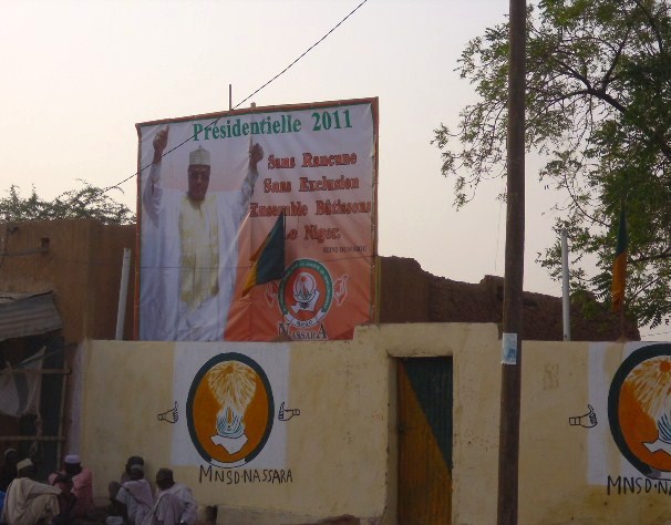 In Zinder, Niger, campaign billboard of presidential run-off candidate Seïni Oumarou. March 2011