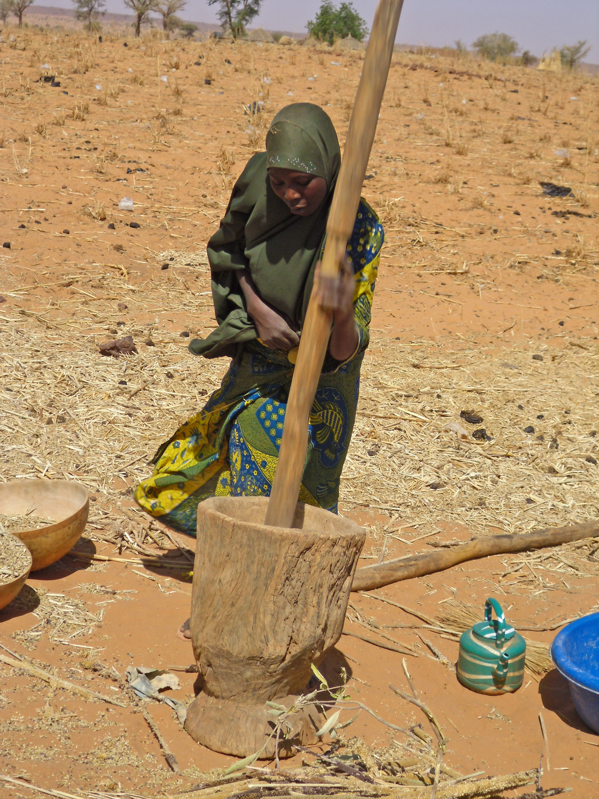 Pounding millet in the village of Boukanda, 50km west of Niamey, capital of Niger