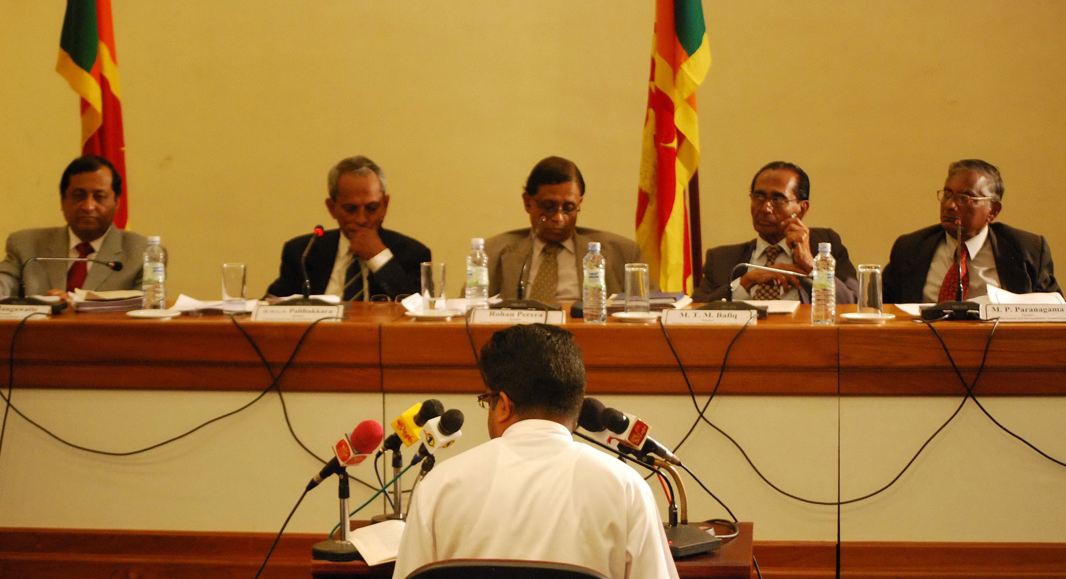 A witness giving evidence at the sittings of Sri Lanka's Lessons Learnt and Reconciliation Commission