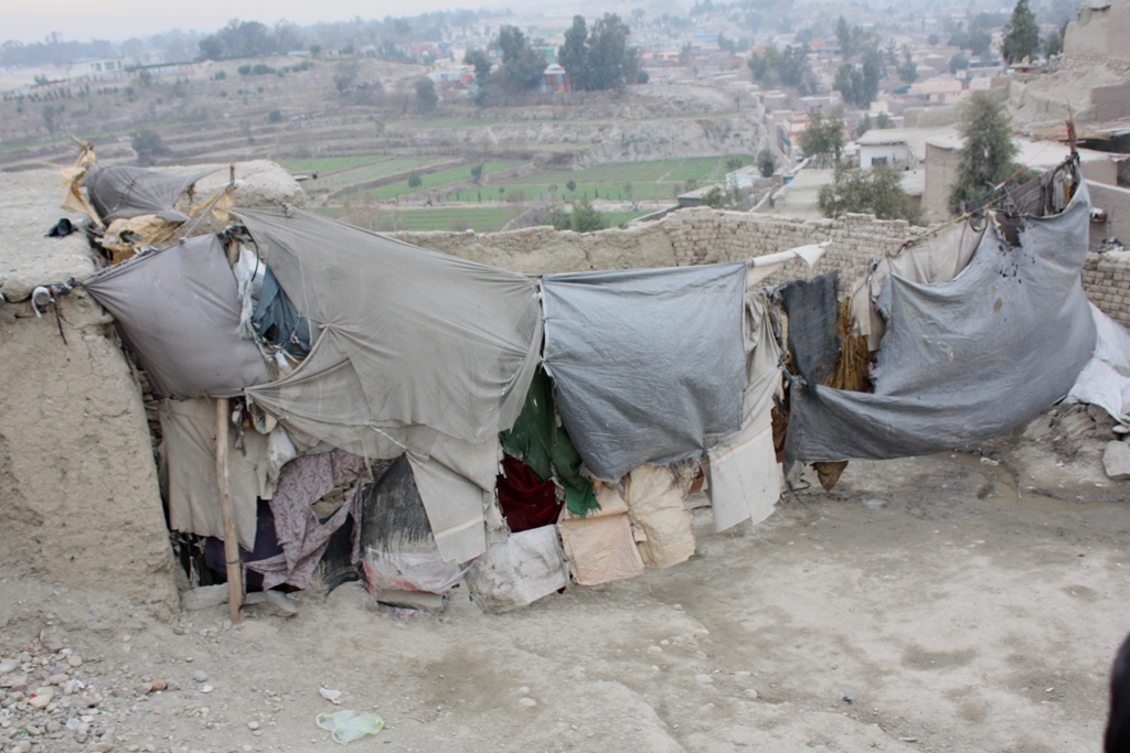 This home is part of a Majbooraba, an informal settlement of Afghan returnees (refugees who returned from Pakistan over the years) in Jalalabad, eastern Afghanistan. Many returnees fail to re-integrate upon their return and require assistance.