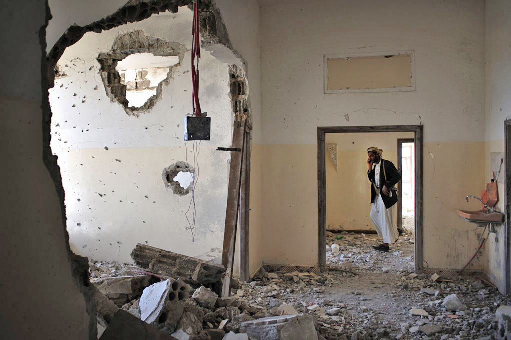 The Marrani family home in the village of Shaab, near the Yemeni capital Sana’a, was damaged during clashes between Republican Guards and opposition gunmen in 2011