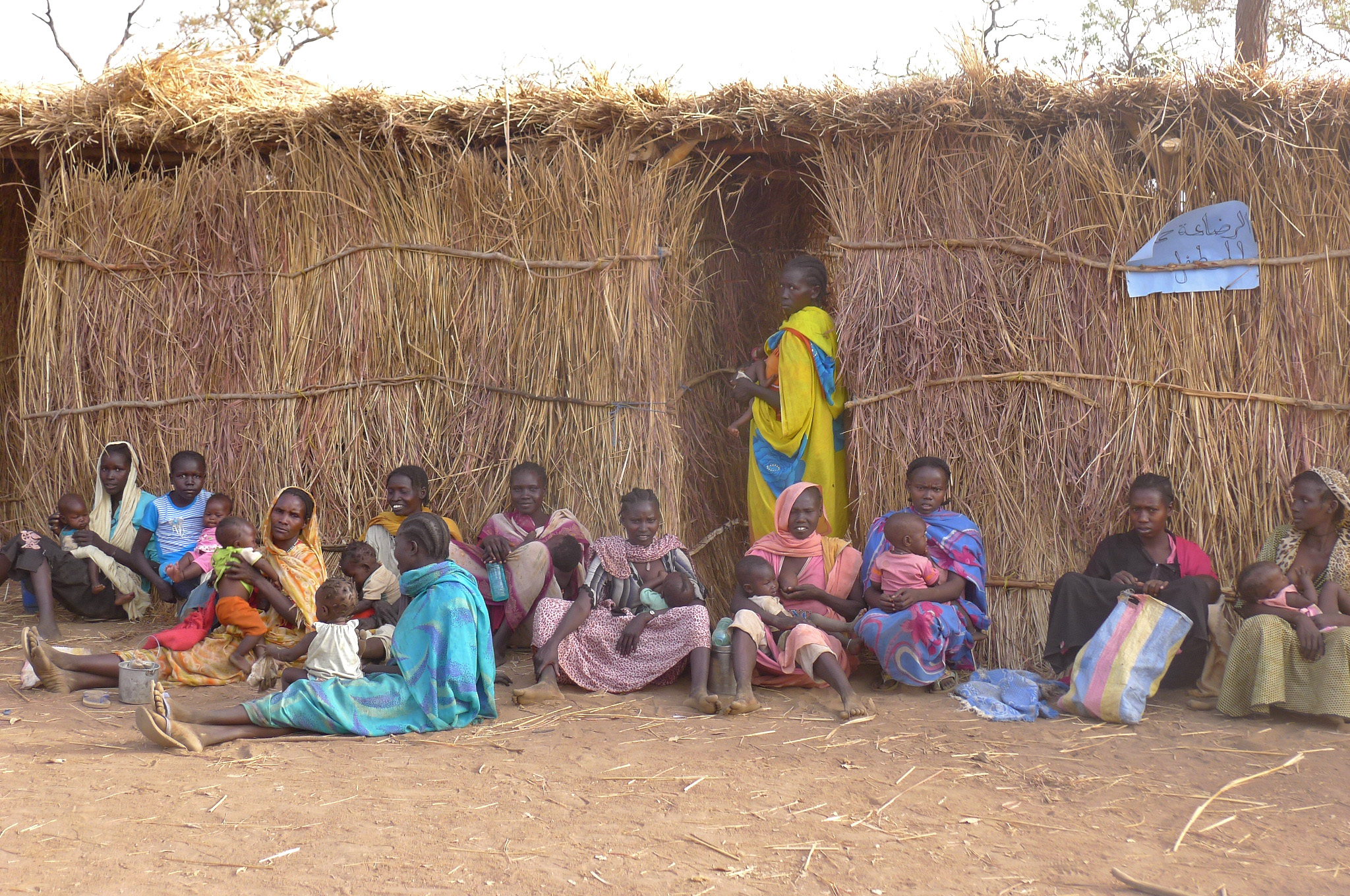 Nursing mothers in Yida refugee camp queue up to register for supplementary feeding. South Kordofan