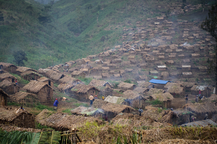 A view over a camp for the internally displaced in Katoyi in Masisi territory in the Democratic Republic of the Congo's North Kivu on June 4, 2012