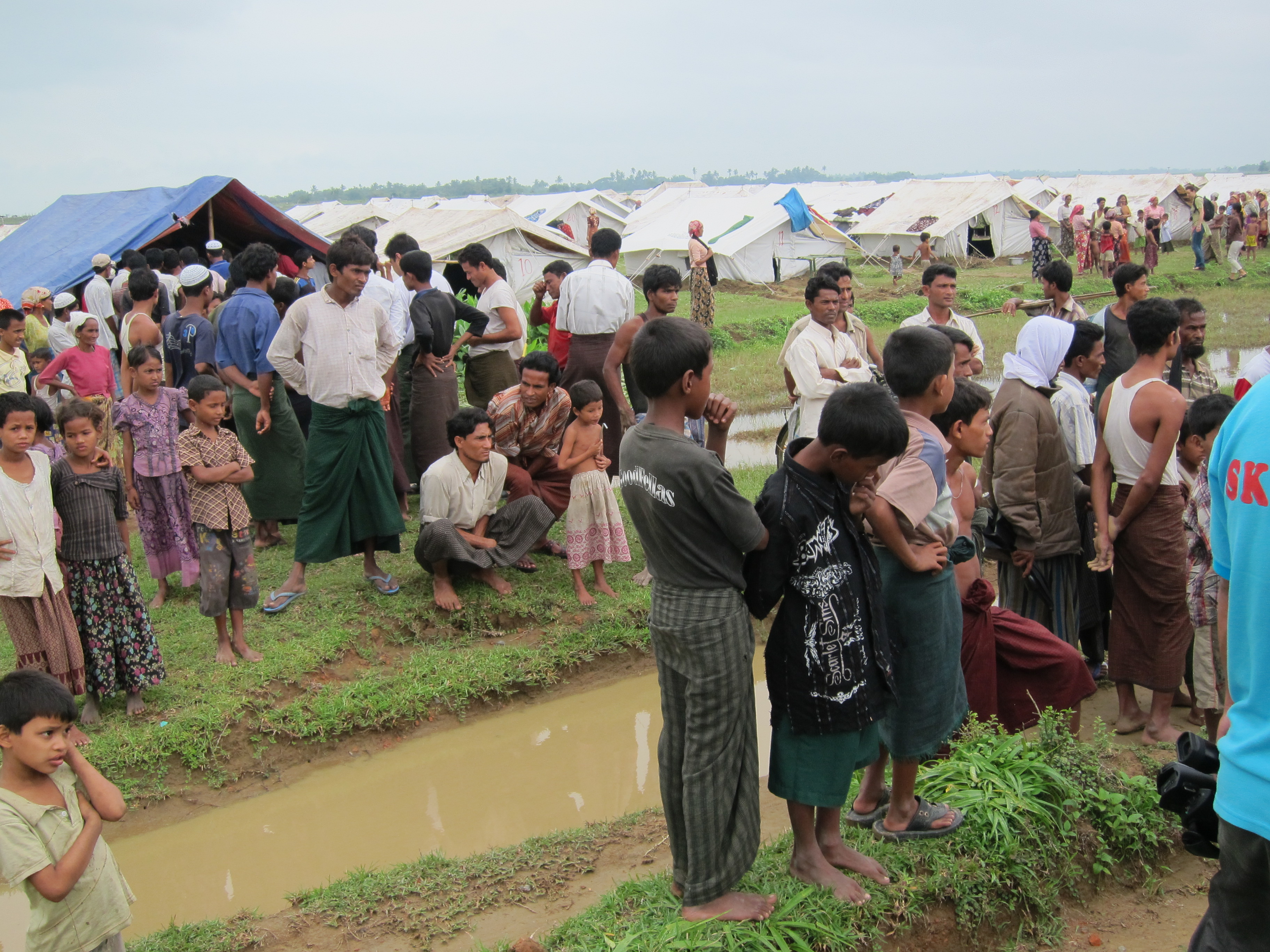A group of Rohingya displaced in northern Rakhine State. Thousands were displaced following communal violence in June 2012