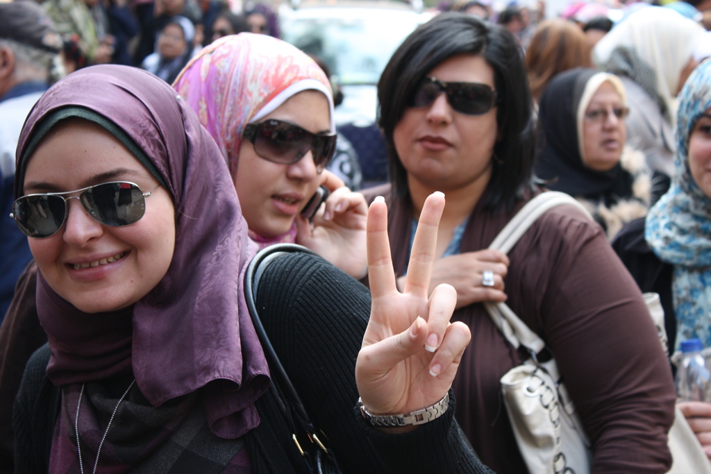 Egyptian women line up to vote in the first free and fair parliamentary elections in November 2011. Cairo, Egypt