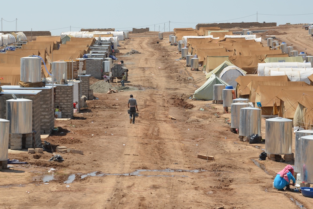 Domiz Camp for Syrian refugees in Dohuk Governorate, Iraqi Kurdistan. The camp is home to 2,500 Syrian Kurdish refugees who fled the conflict in Syria