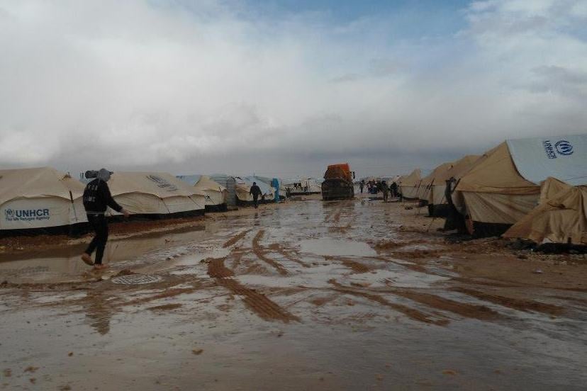 Some 300 Syrian refugees had to leave their tents after heavyfall in northern Jordan's Za'atari camp