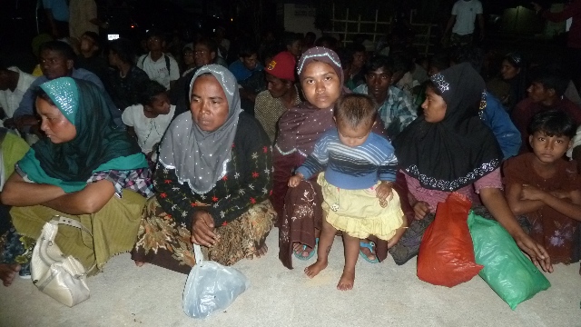 A group of Rohingya women and children at Khao Lak shelter in southern Thailand