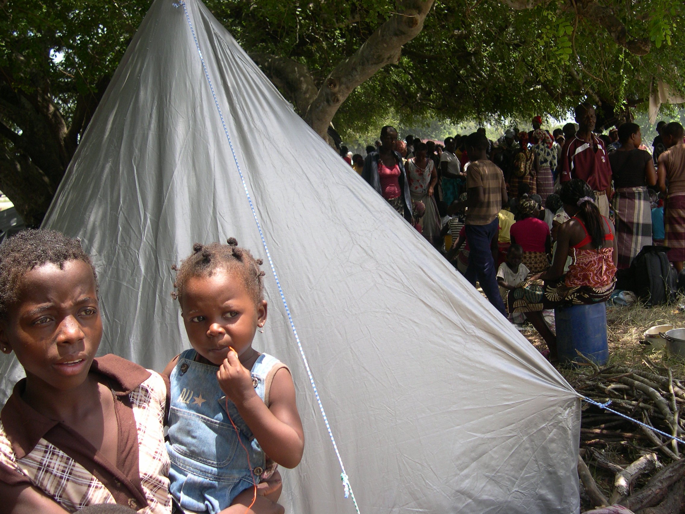 Many people have sought refuge from the floods in the Chiaquelane camp in Mozambique's Gaza district