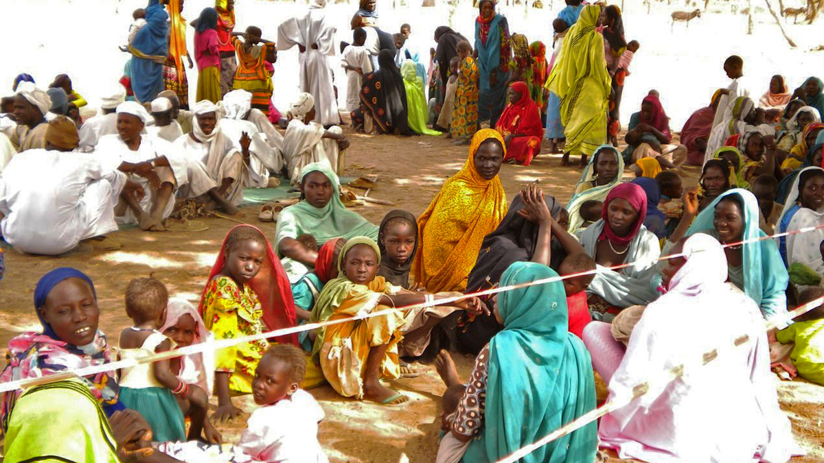 A group refugees at Tissi, Southeast Chad, who have fled recent fighting in Darfur