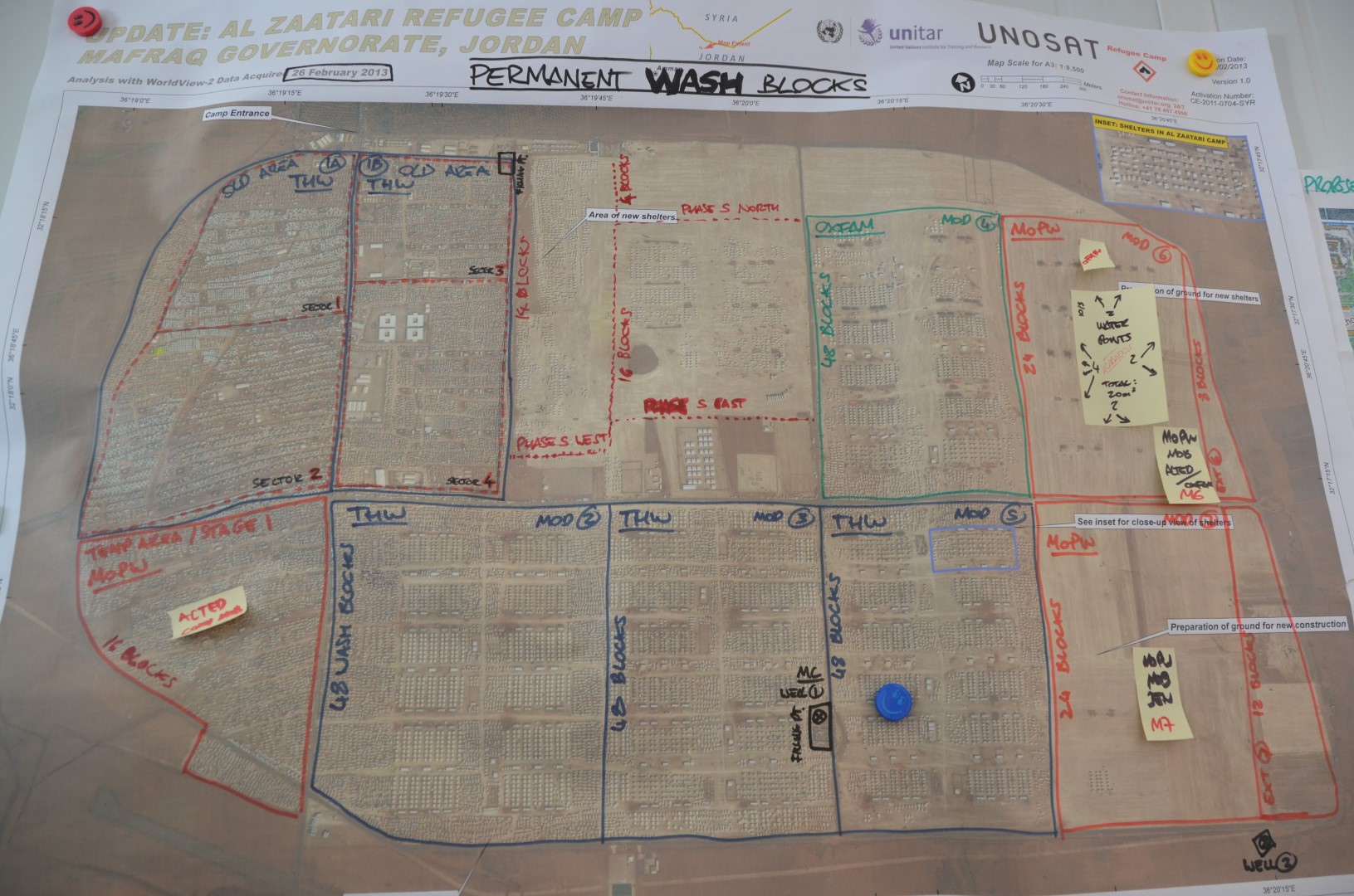 A satellite image of Za'atari camp for Syrian refugees, taken in February 2013. It has become Jordan's fifth largest city - the size of about 600 football fields. Its layout is constantly changing as refugees pick up their tents and move to be closer to f