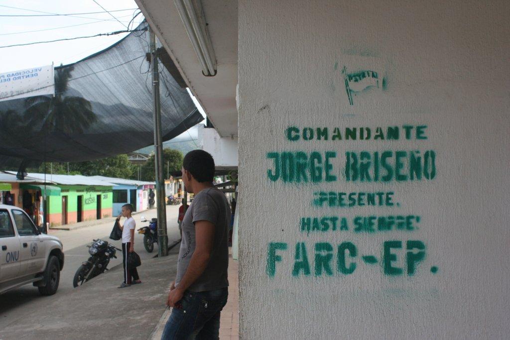 Colombia's corridors of instability and displacement FARC graffiti in an Andean town