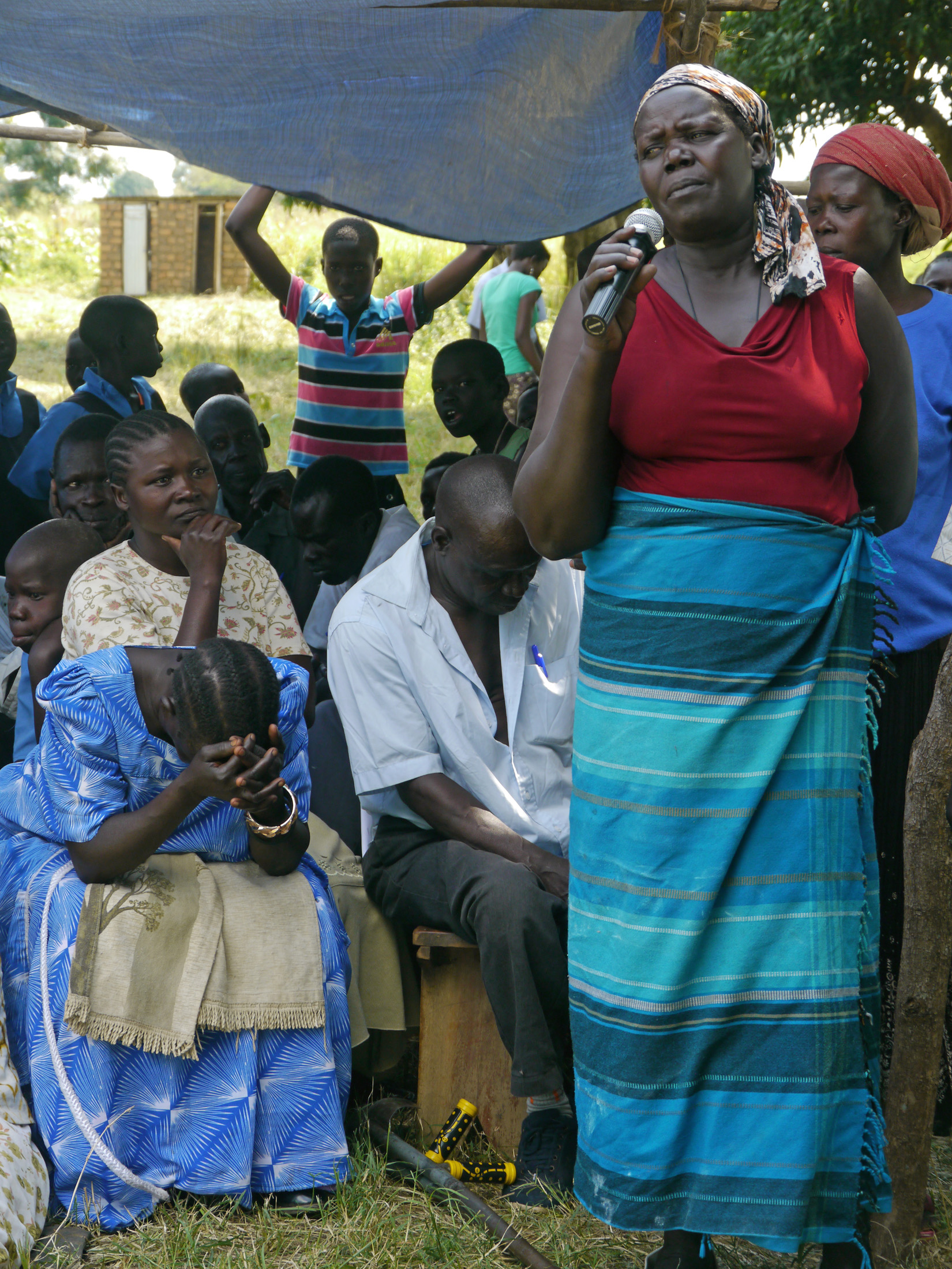 Rose Lamwaka speaks at a ceremony for the missing in Lamwo district last week. Lamwaka had two sons abducted by the LRA in Uganda's decades-long civil war