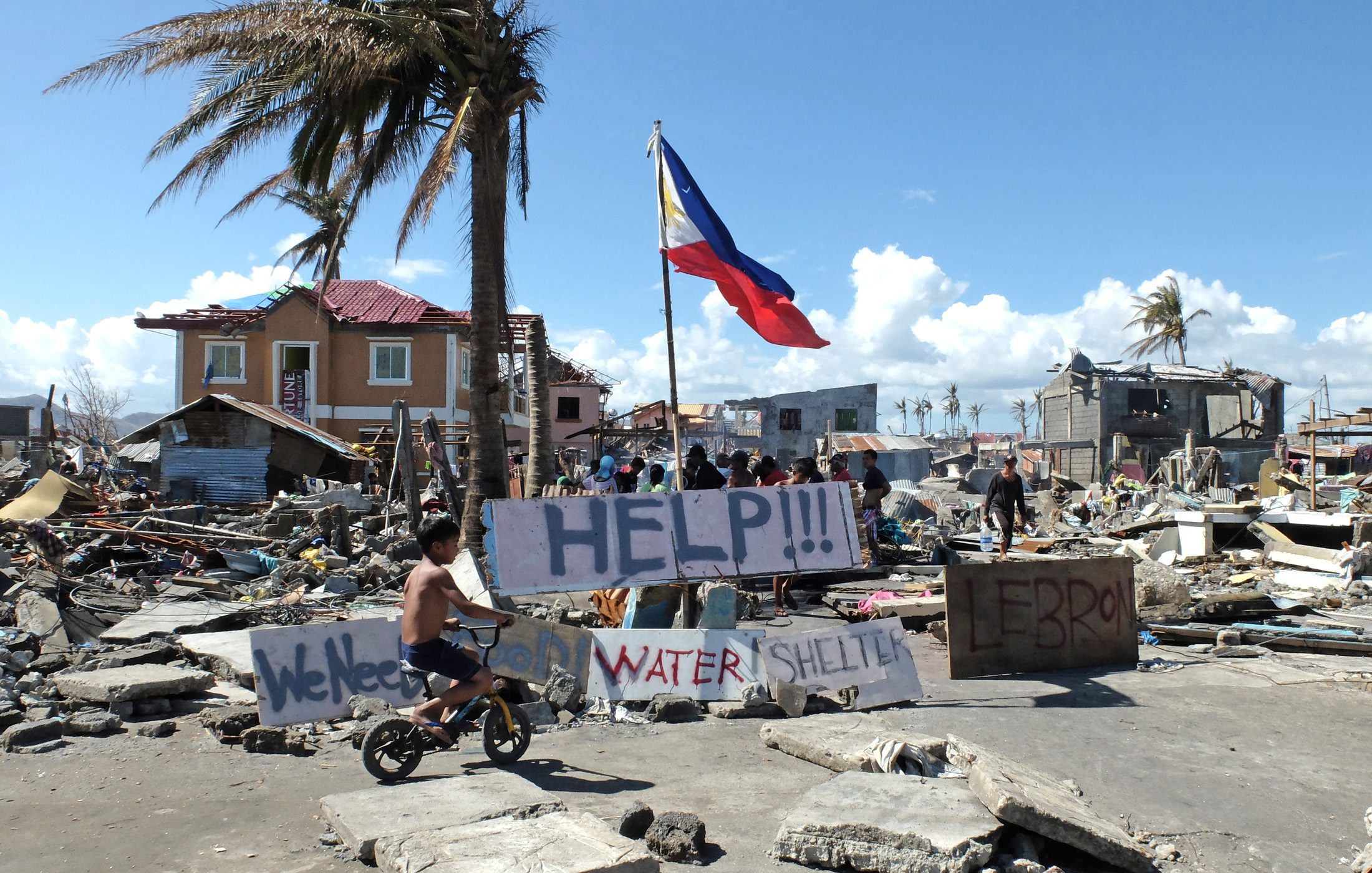 Devastation in the city of Tacloban after typhoon Haiyan